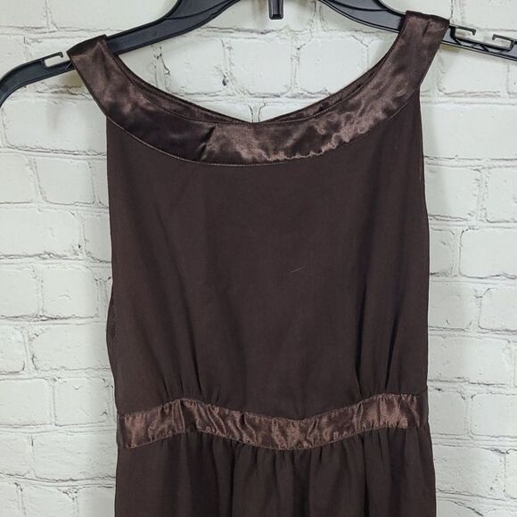 Motherhood Maternity BROWN Crepe Midi Dress Size Small Sleeveless Dressy Party - Picture 6 of 10
